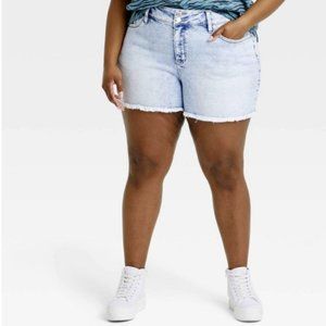 Women's Plus Size Mid-Rise Jean Shorts - Ava & Viv™